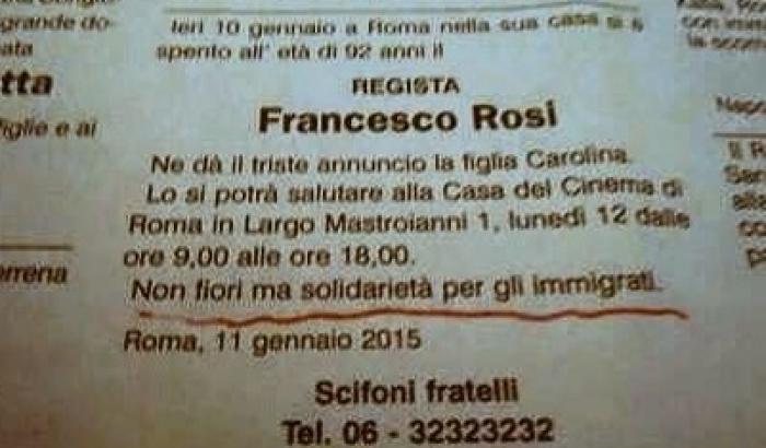 La figlia di Rosi: non fiori ma opere di bene