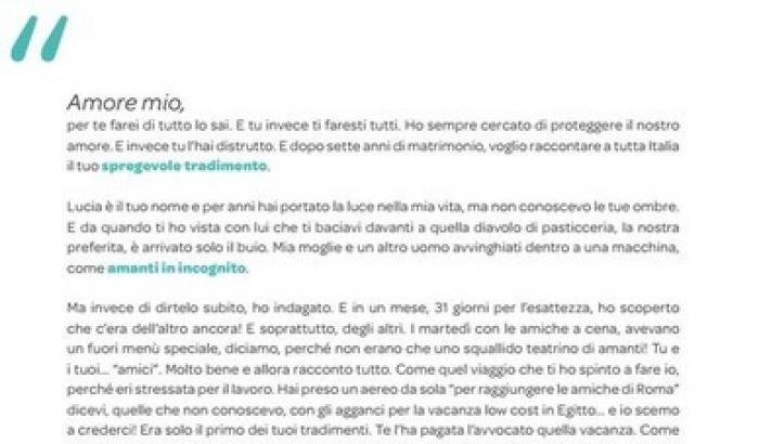 Lettera del marito tradito sul Corriere: dietro c'è Real Time?