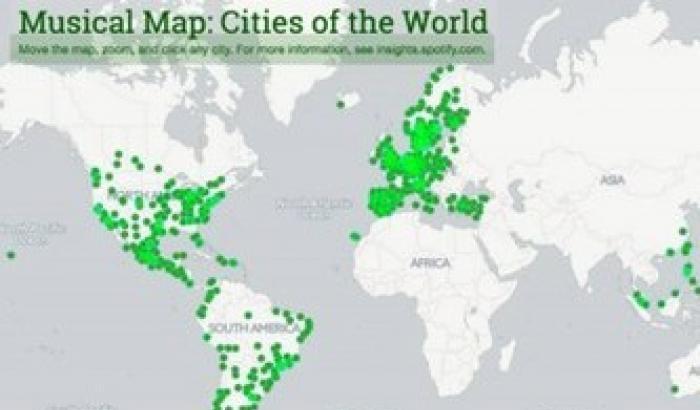 Spotify ecco la mappa mondiale con i gusti musicali