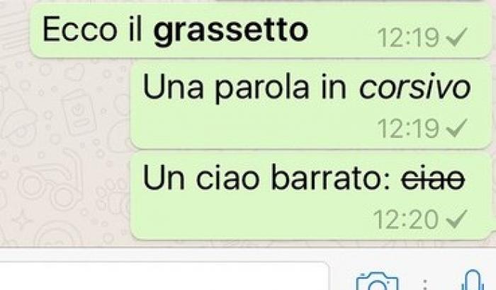 Grassetto, corsivo e barrato: le novità di Whatsapp