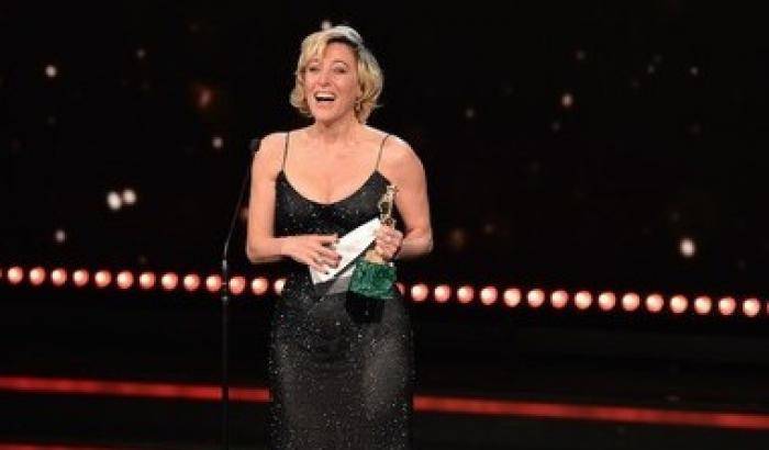 La "pazza gioia" di Valeria Bruni Tedeschi ai David