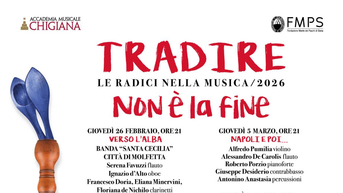 "Tradire. Le radici nella musica - Non è la fine", dal 26 febbraio all'Accademia Musicale Chigiana